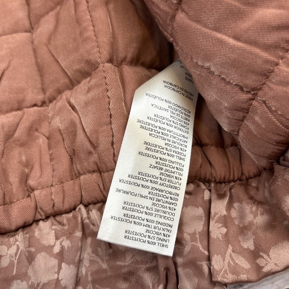 NWT Free People Puffer Jacket Crafted Floral Faux Fur Collar Bomber Sz Large - Picture 10 of 12